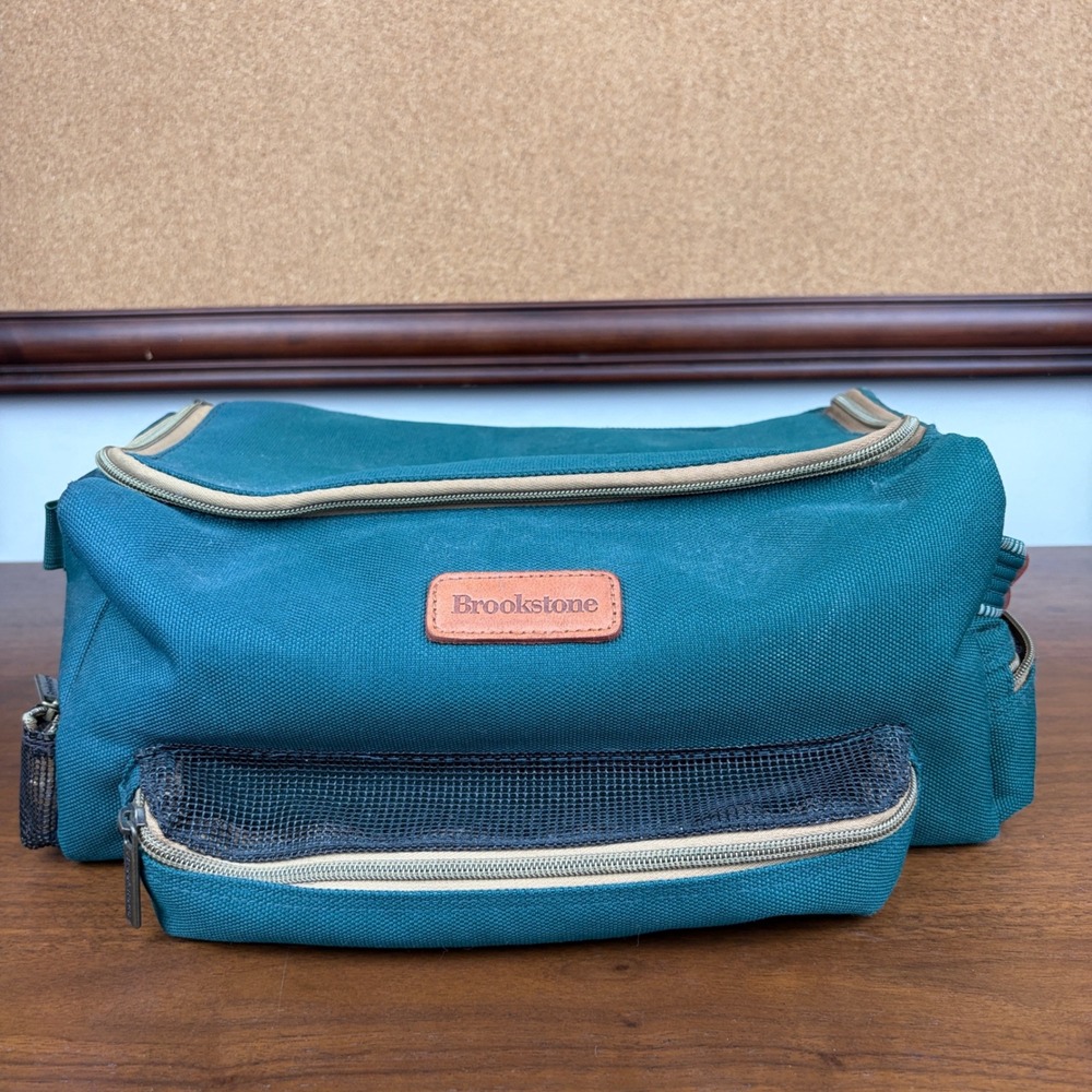Brookstone‎ Golf Shoe Bag Unisex One Size Teal Canvas Travel Organizer Bag